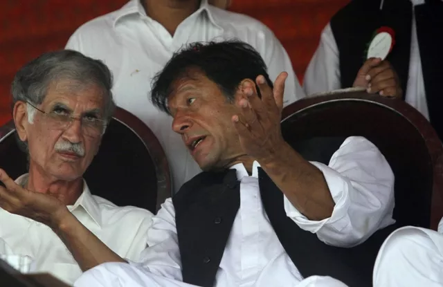 file photo of cm khyber pakhtunkhwa pervez khattak and pti chairman imran khan photo reuters file file photo of cm khyber pakhtunkhwa pervez khattak and pti chairman imran khan photo reuters file