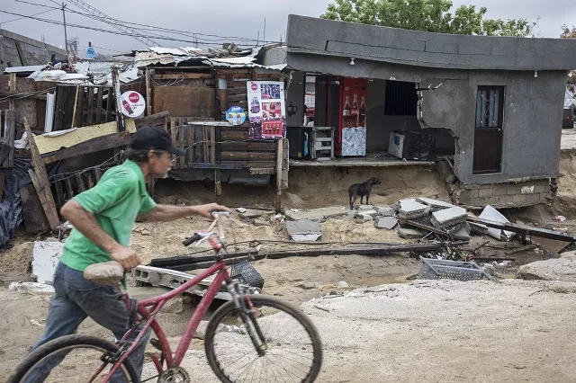 damage caused by the passage of tropical storm lidia in los cabos baja california mexico on september 1 2017 at least four people were killed in the mexican state of baja california sur northwest by the passage of tropical storm lidia which caused heavy rainfall and severe damage to roads homes and basic services the state government said photo afp