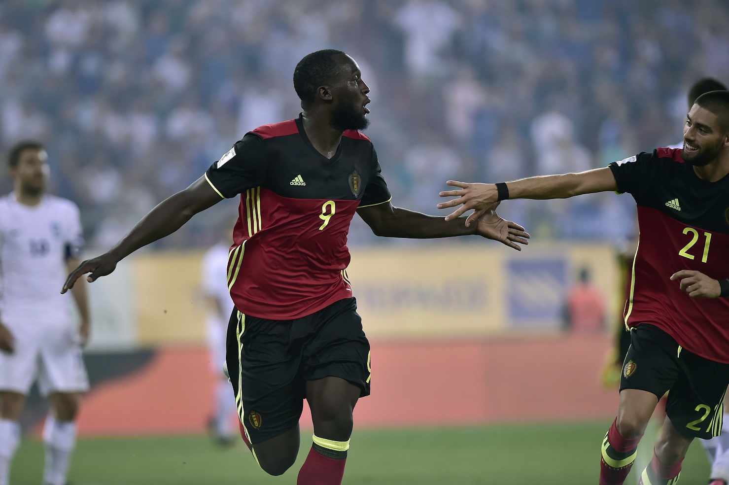 world cup beckons manchester united striker lukaku headed in a thomas meunier cross in the 74th minute in piraeus for the decisive goal in a 2 1 belgium win that guaranteed them top spot in european qualifying group h photo afp