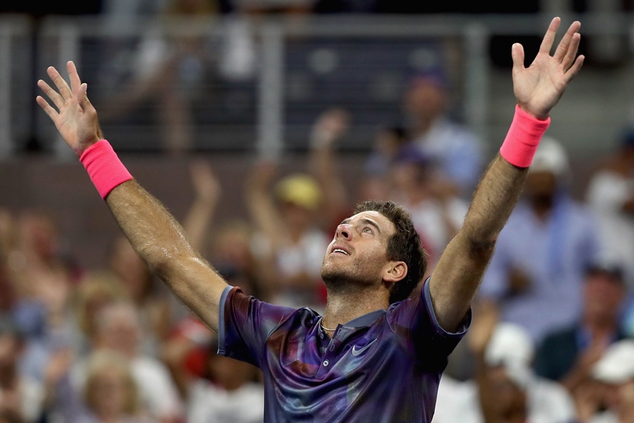 juan martin del potro of argentina celebrates after defeating dominic thiem of austria in their fourth round men 039 s singles match on day eight of the 2017 us open at the usta billie jean king national tennis center on september 4 2017 in the flushing neighborhood of the queens borough of new york city photo afp