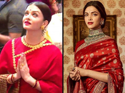 aishwarya and deepika wore red sarees and we can t decide who aced it