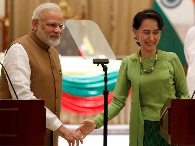 india 039 s pm narendra modi and myanmar 039 s state counselor aung san suu kyi talk to reporters during their joint press conference in the presidential palace in naypyitaw myanmar september 6 2017 photo reuters