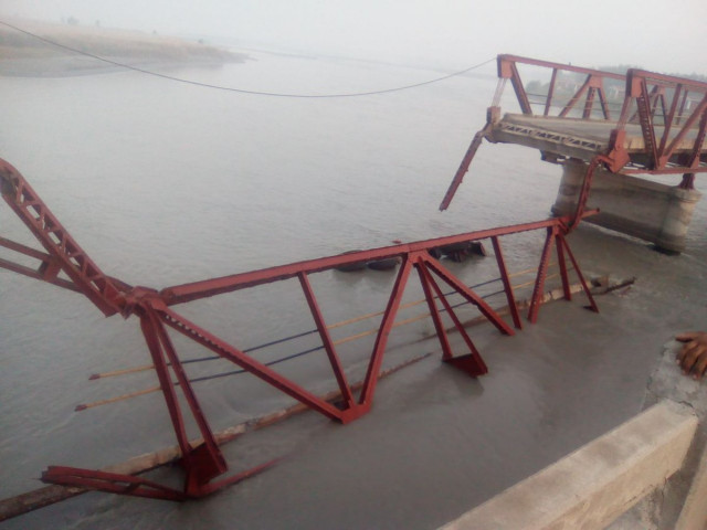 while confirming the incident district administration charsadda told the express tribune that the bridge came down because of a truck travelling on it carrying 1600 cement bags weighing around 80 tons photo mureeb mohmand while confirming the incident district administration charsadda told the express tribune that the bridge came down because of a truck travelling on it carrying 1600 cement bags weighing around 80 tons photo mureeb mohmand