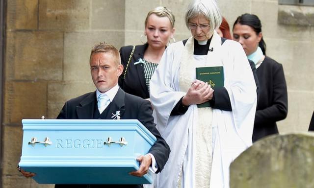 ryan young carries reggie s coffin at his funeral service at sunderland minster in july 2015 photo courtesy the guardian pa