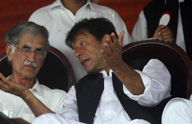 file photo of cm khyber pakhtunkhwa pervez khattak and pti chairman imran khan photo reuters file