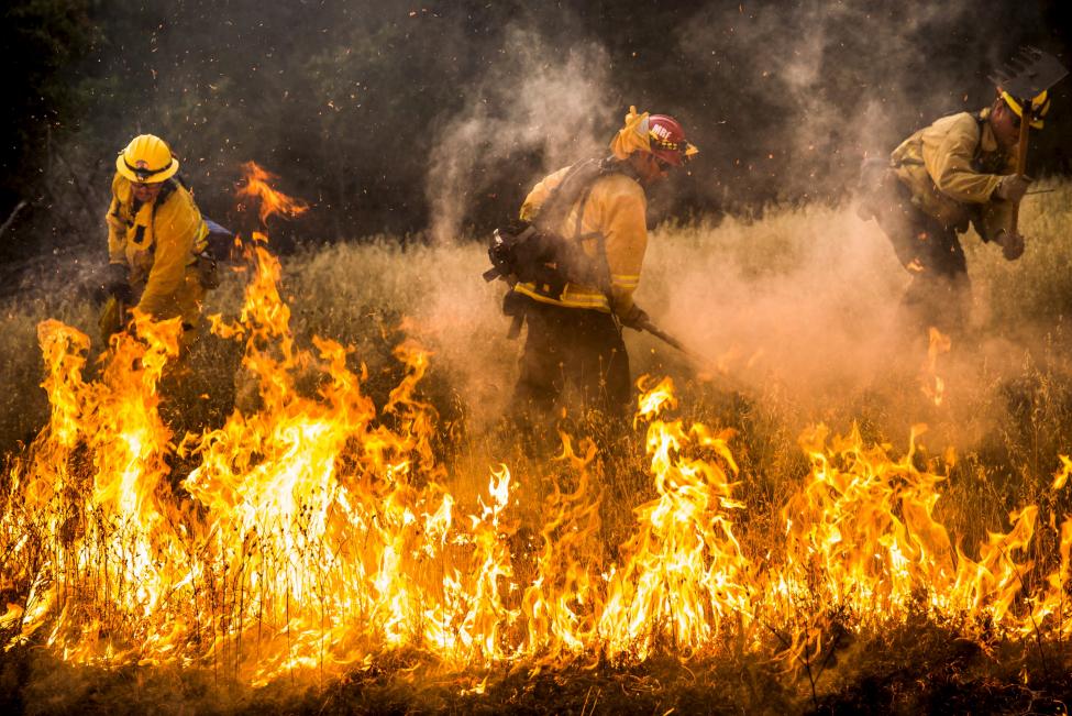 firefighters work to dig a fire line photo reuters