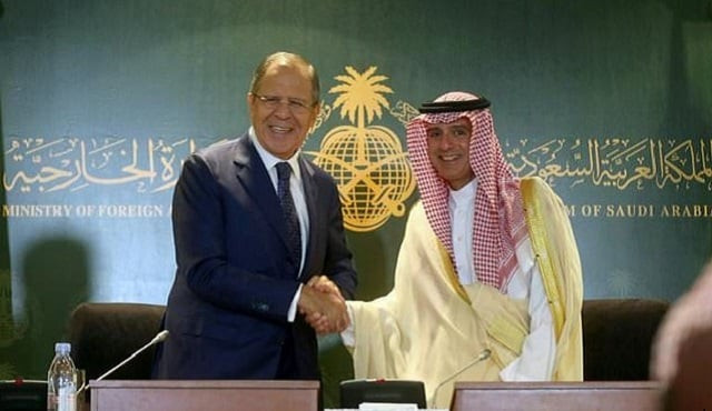 saudi foreign minister adel al jubeir r shakes hands with his russian counterpart sergei lavrov following a press conference at the ministry headquarters in jeddah on september 10 2017 photo afp saudi foreign minister adel al jubeir r shakes hands with his russian counterpart sergei lavrov following a press conference at the ministry headquarters in jeddah on september 10 2017 photo afp
