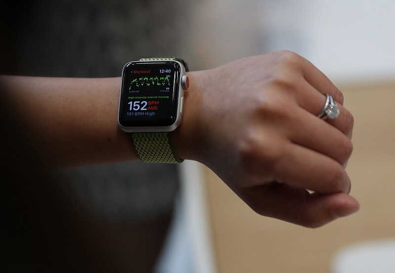 the new apple watch series 3 is displayed during an apple special event at the steve jobs theatre on the apple park campus on september 12 2017 in cupertino california apple held their first special event at the new apple park campus where they announced the new iphone 8 iphone x and the apple watch series 3 photo afp
