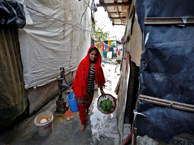 a woman from the rohingya community carries vegetables in a camp in delhi august 17 2017 photo reuters