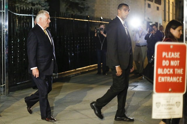 us secretary of state rex tillerson l exits the russian permanent mission to the un following a meeting with russian foreign minister sergei lavrov on september 17 2017 in new york photo afp us secretary of state rex tillerson l exits the russian permanent mission to the un following a meeting with russian foreign minister sergei lavrov on september 17 2017 in new york photo afp