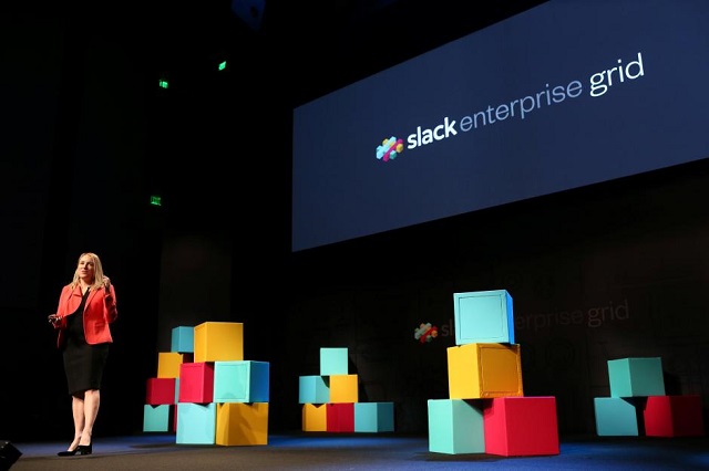 april underwood vice president of product at slack talks during the business messaging company 039 s event in san francisco california u s january 31 2017 photo reuters