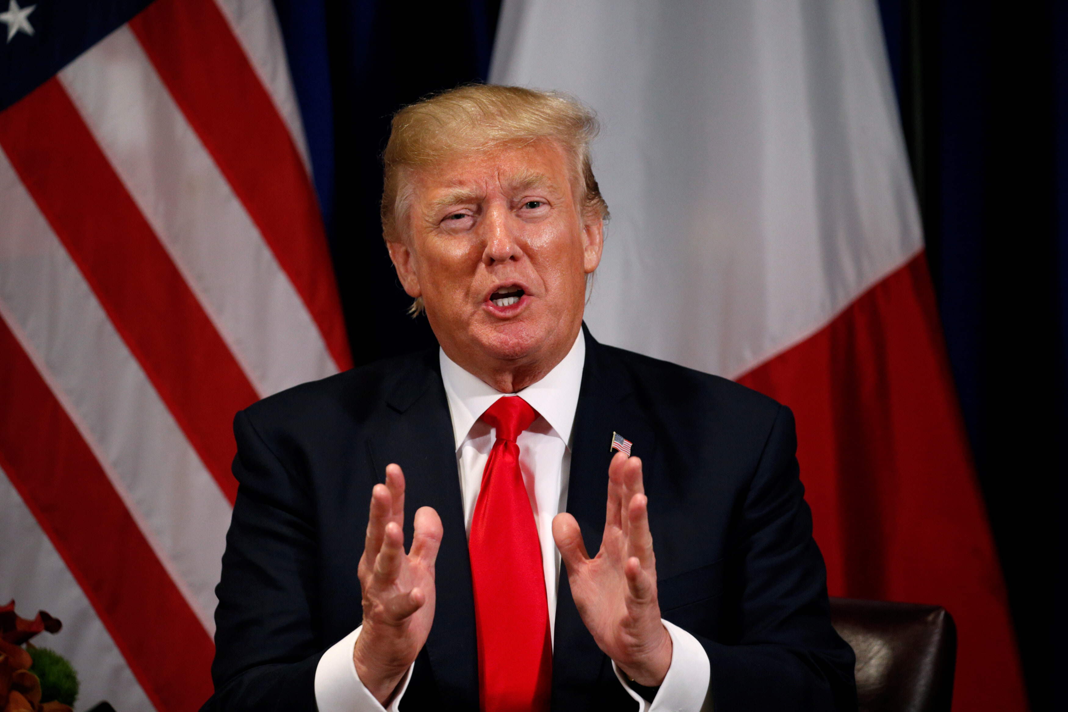 us president donald trump speaks during a meeting with french president emmanuel macron in new york photo reuters