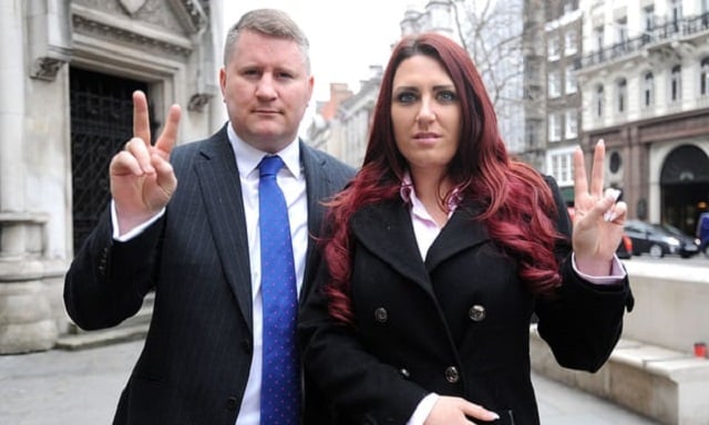 paul golding 35 and jayda fransen 31 leading members of the far right group britain first photo nick ansell