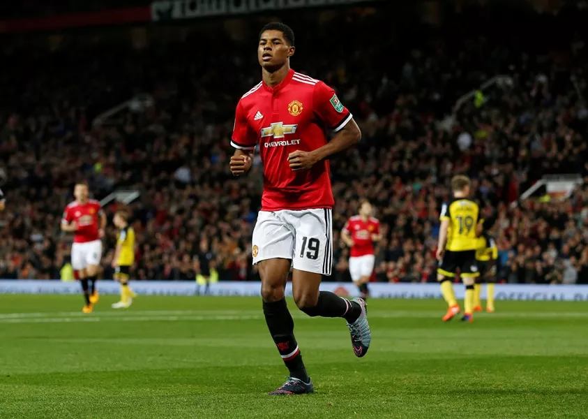 manchester united 039 s marcus rashford celebrates scoring their first goal against burton albion on september 20 2017 photo reuters manchester united 039 s marcus rashford celebrates scoring their first goal against burton albion on september 20 2017 photo reuters