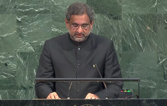 prime minster shahid khaqan abbasi addresses the 72nd session of the un general assembly in new york photo online prime minster shahid khaqan abbasi addresses the 72nd session of the un general assembly in new york photo online