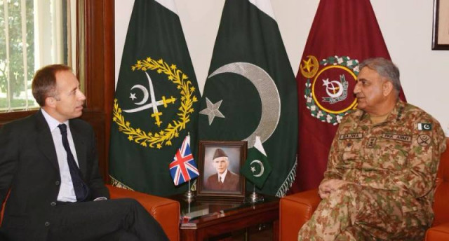 british high commissioner thomas drew calls on chief of army staff coas general qamar javed bajwa photo courtesy ispr british high commissioner thomas drew calls on chief of army staff coas general qamar javed bajwa photo courtesy ispr
