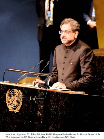 pm shahid khaqan abbasi addressing unga session photo nni pm shahid khaqan abbasi addressing unga session photo nni