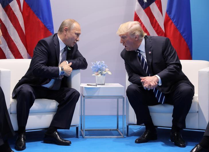 us president donald trump speaks with russian president vladimir putin during the their bilateral meeting at the g20 summit in hamburg germany photo reuters