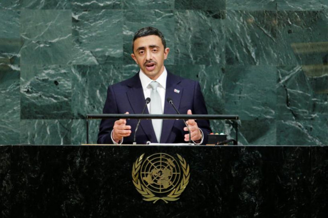 united arab emirates uae foreign minister sheikh abdullah addresses the 72nd united nations general assembly at u n headquarters in new york u s september 22 2017 photo reuters united arab emirates uae foreign minister sheikh abdullah addresses the 72nd united nations general assembly at u n headquarters in new york u s september 22 2017 photo reuters