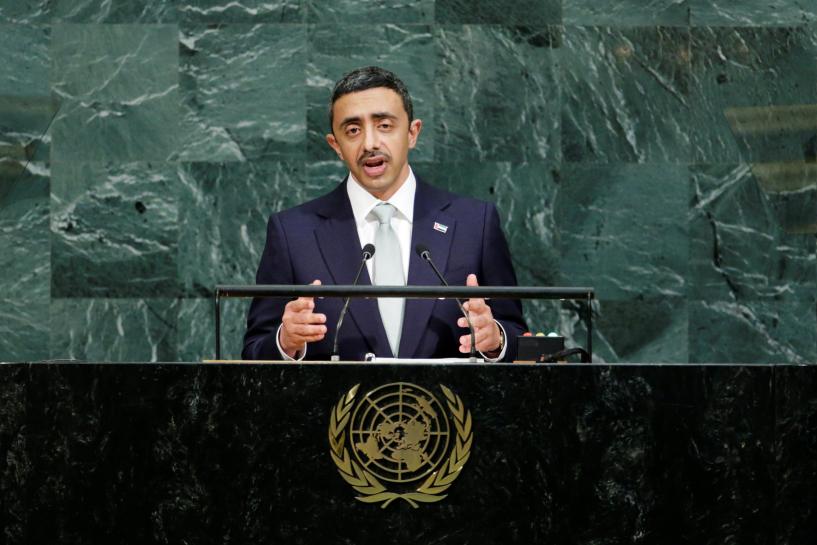 united arab emirates uae foreign minister sheikh abdullah addresses the 72nd united nations general assembly at u n headquarters in new york u s september 22 2017 photo reuters