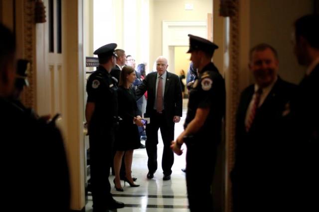 u s senator john mccain r az c departs after the weekly republican caucus policy luncheon at the u s capitol in washington u s september 19 2017 photo reuters