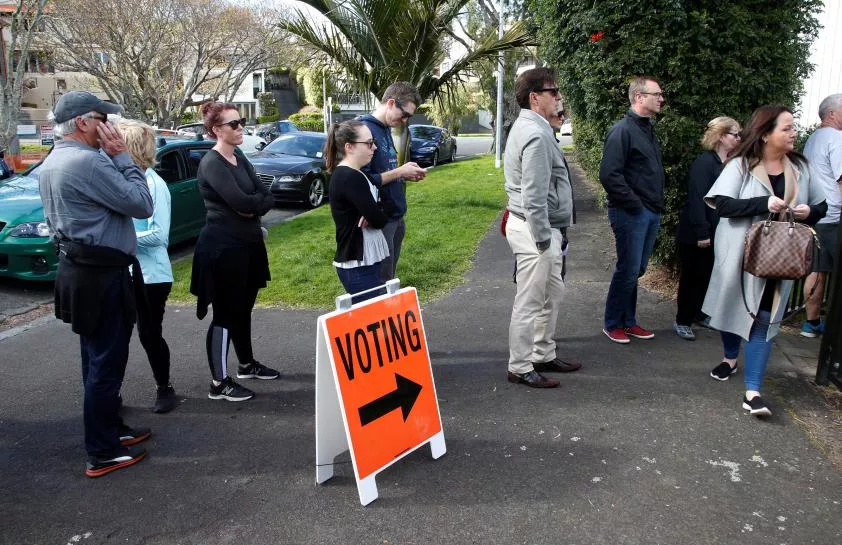 voters wait outside a polling station at the st heliers tennis club during the general election in auckland new zealand september 23 2017 photo reuters voters wait outside a polling station at the st heliers tennis club during the general election in auckland new zealand september 23 2017 photo reuters
