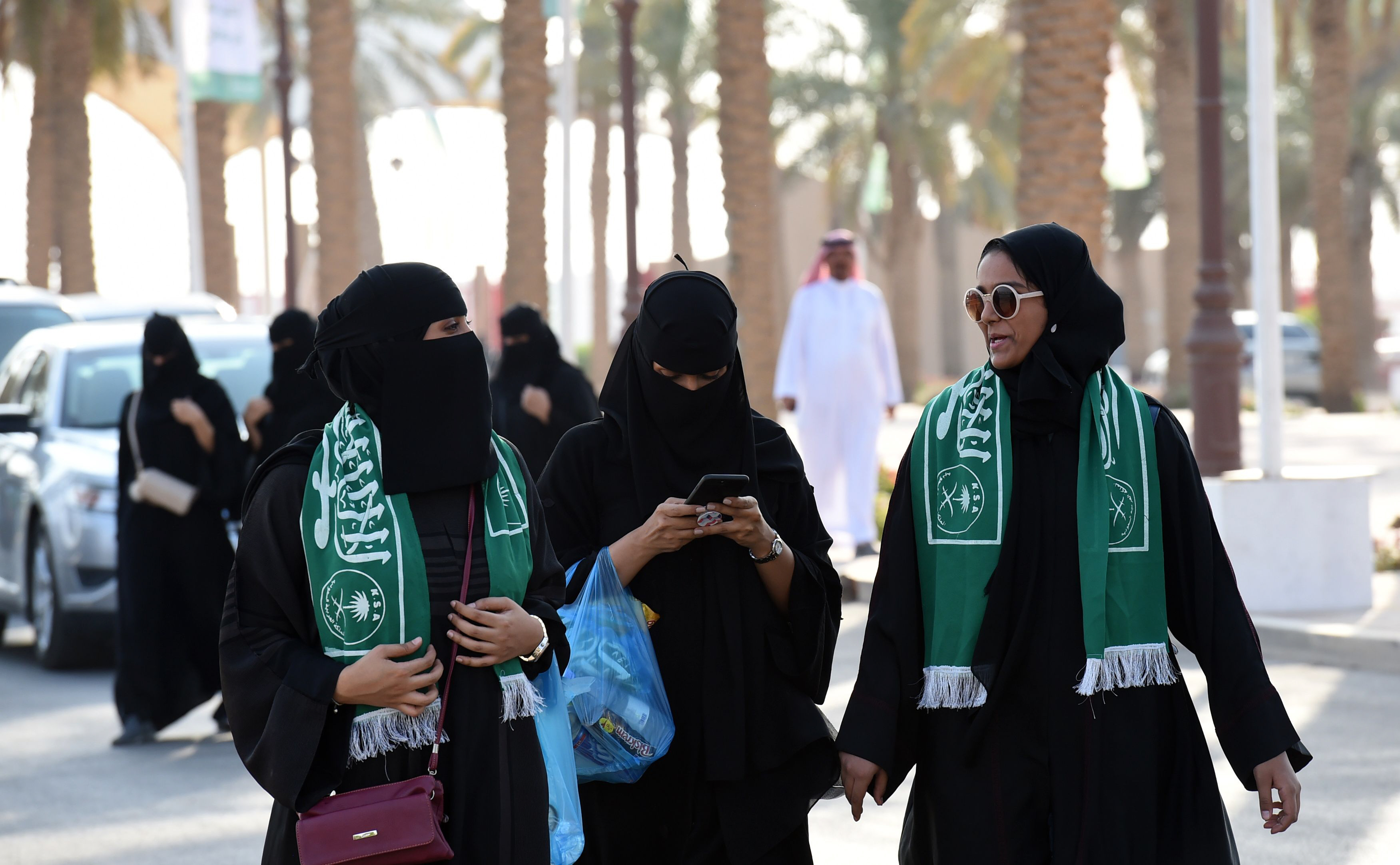 saudi families arrive outside a stadium to attend an event in the capital riyadh photo afp