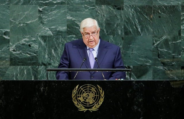 deputy prime minister for syrian arab republic walid al moualem addresses the 72nd united nations general assembly at un headquarters in new york photo reuters deputy prime minister for syrian arab republic walid al moualem addresses the 72nd united nations general assembly at un headquarters in new york photo reuters
