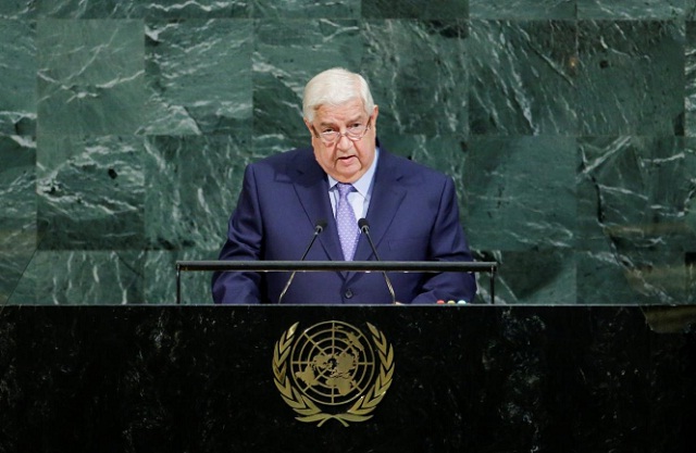 deputy prime minister for syrian arab republic walid al moualem addresses the 72nd united nations general assembly at un headquarters in new york photo reuters