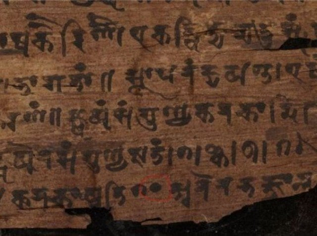 reading from right to left the small dot zero is the seventh character at the bottom right of the manuscript photo courtesy bodleian libraries reading from right to left the small dot zero is the seventh character at the bottom right of the manuscript photo courtesy bodleian libraries