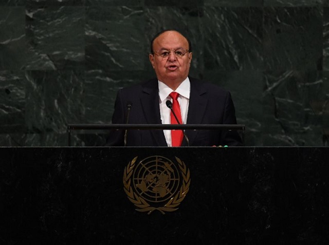 yemen 039 s president abedrabbo mansour hadi speaks during the 72nd session of the united nations general assembly in new york photo afp