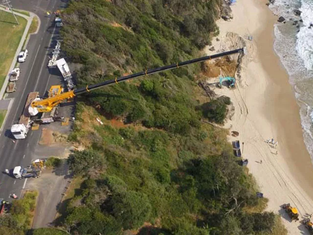 the 18 tonne animal came ashore entangled in fishing ropes last week at nobbys beach photo afp the 18 tonne animal came ashore entangled in fishing ropes last week at nobbys beach photo afp