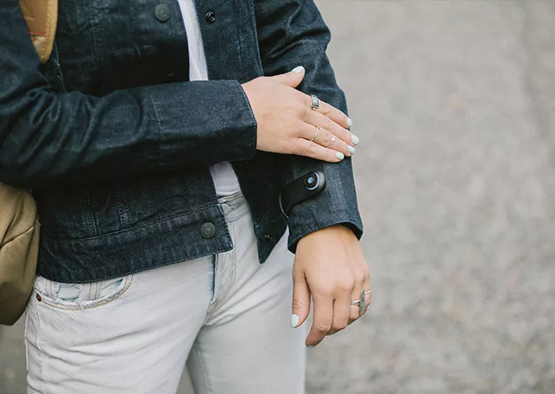 the denim jacket aimed at bicyclists has a sleeve cuff made of special jacquard fabric that synchronizes wirelessly with smartphones photo courtesy levi 039 s the denim jacket aimed at bicyclists has a sleeve cuff made of special jacquard fabric that synchronizes wirelessly with smartphones photo courtesy levi 039 s
