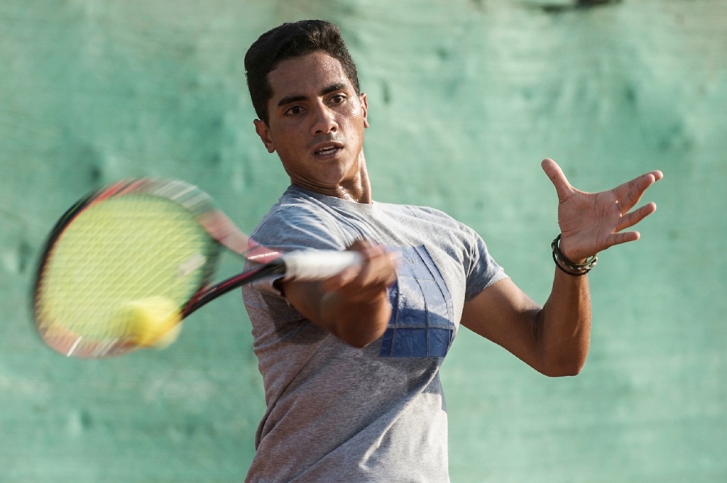 youssef hossam a 19 year old egyptian tennis player currently holding an atp 334 ranking trains at a court in the capital cairo 039 s western suburb of sixth of october photo afp