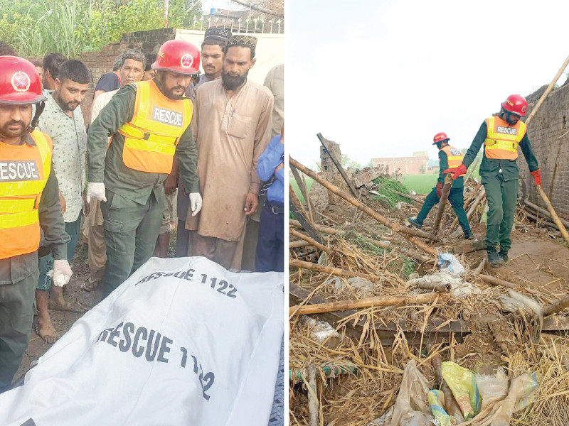 rescuers clear out the debris after a roof collapse in bana village photo express