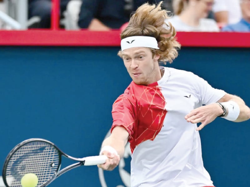 andrey rublev celebrates victory over matteo arnaldi of italy to reach the atp montreal masters final photo afp