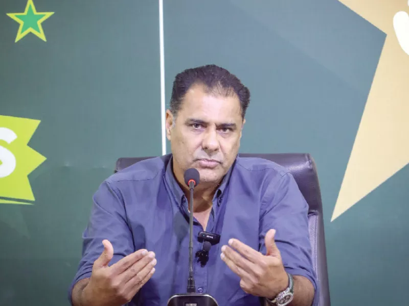former captain waqar younis addresses a press conference in lahore photo pcb former captain waqar younis addresses a press conference in lahore photo pcb