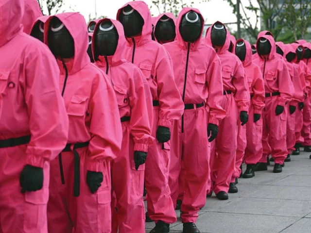 fans dressed in the characters pink uniforms for the parade photo afp