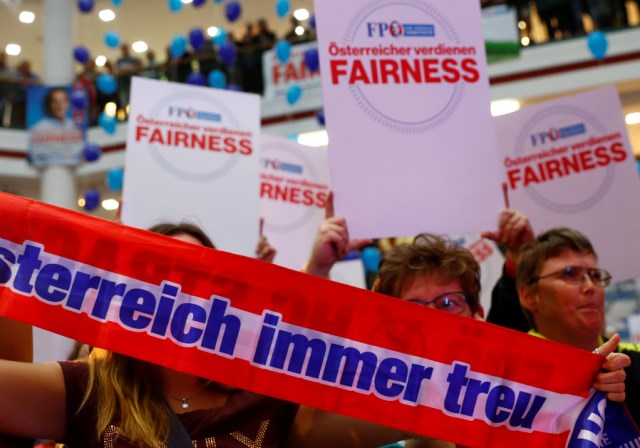 supporters wait for head of austrian far right freedom party fpo heinz christian strache during an election campaign rally in vienna austria photo reuters