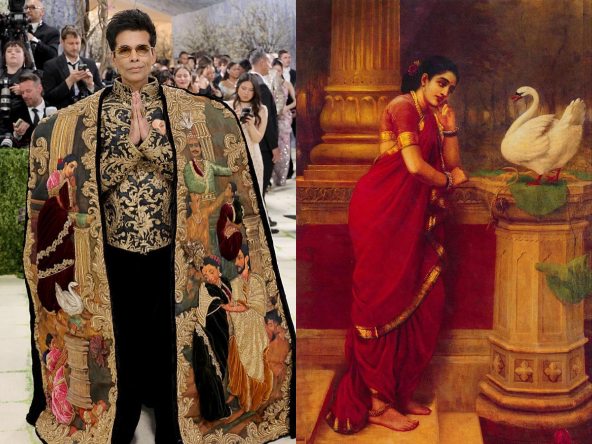 Karan Johar in Manish Malhotra (Instagram) inspired Raja Ravi Varma's paintings