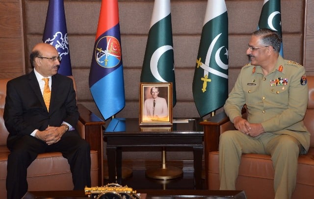 sardar masood khan calls on chairman jcsc general zubair mahmood hayat at joint staff headquarters in rawalpindi on september 27 2017 photo ispr