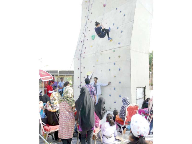a rock climbing event was held at lake view park in islamabad photo inp a rock climbing event was held at lake view park in islamabad photo inp