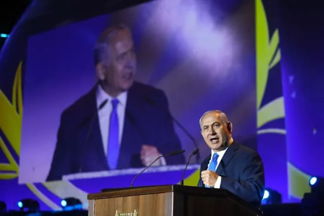 israeli prime minister benjamin netanyahu gives a speach during a celebration of the 50 years of jewish settlement in the occupied west bank and golan heights at a commemoration event in the gush etzion settlement bloc on september 27 2017 photo afp israeli prime minister benjamin netanyahu gives a speach during a celebration of the 50 years of jewish settlement in the occupied west bank and golan heights at a commemoration event in the gush etzion settlement bloc on september 27 2017 photo afp