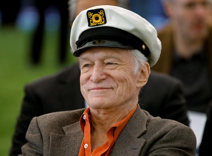 playboy magazine founder hugh hefner smiles at the news conference for the upcoming playboy jazz festival at the playboy mansion in los angeles california photo reuters