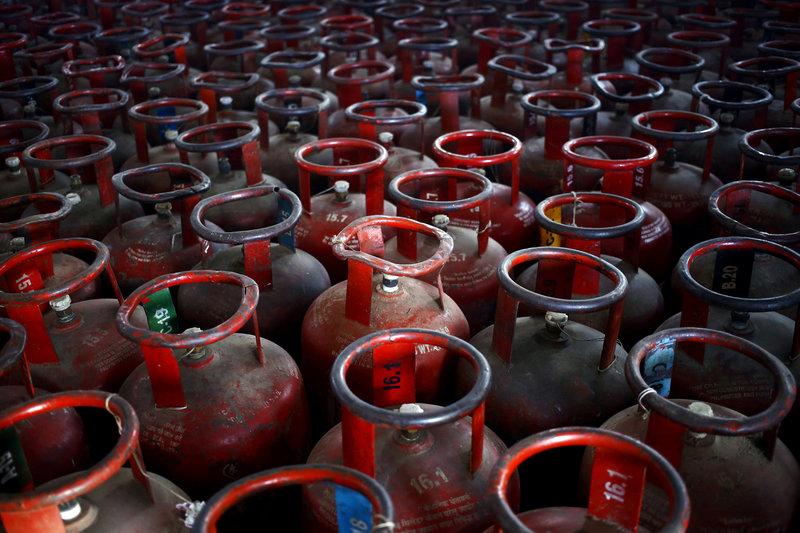 empty liquefied petroleum gas lpg cylinders are seen at a gas distribution centre photo reuters