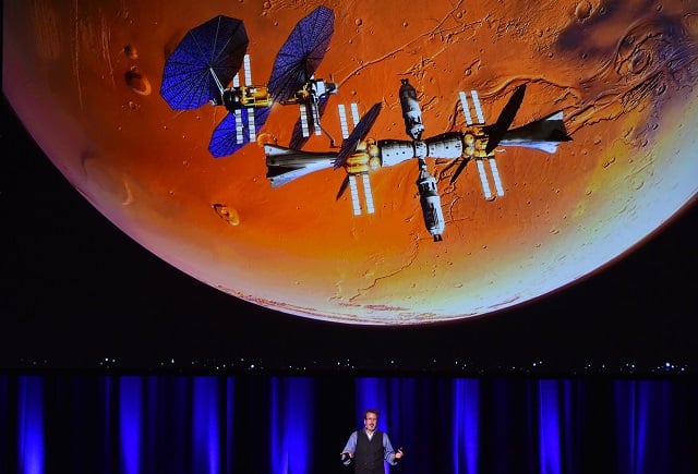 lockheed martin 039 s human spaceflight strategy chief rob chambers speaks during a presentation of a planned mission to mars at the 68th international astronautical congress 2017 in adelaide on september 29 2017 a reusable lander powered by water will allow humans to explore the surface of mars defence giant lockheed martin said on september 29 as it unveiled new details about a push to reach the red planet in about a decade photo afp