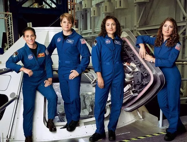 astronauts nicole aunapu mann anne mcclain jessica meir and christina hammock koch photographed at nasa 039 s johnson space centre in houston photo nasa file astronauts nicole aunapu mann anne mcclain jessica meir and christina hammock koch photographed at nasa 039 s johnson space centre in houston photo nasa file