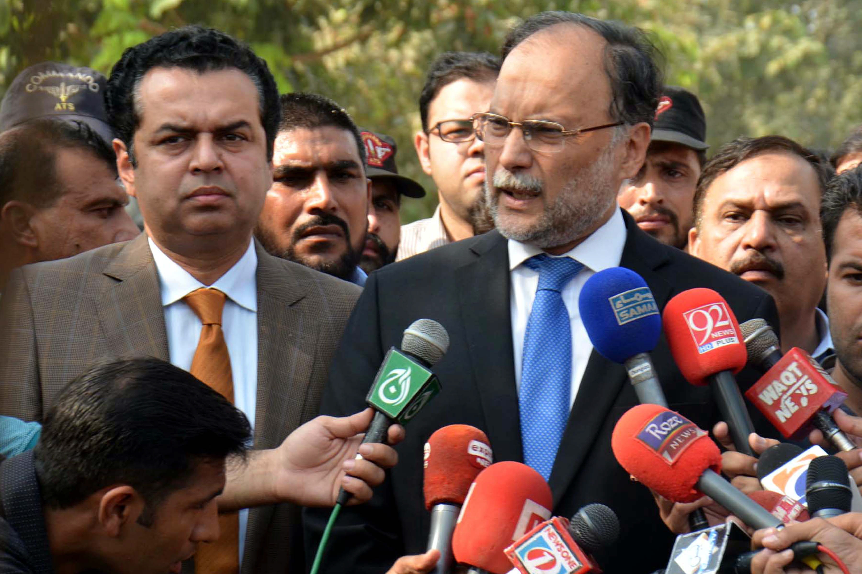 interior minister ahsan iqbal addresses media in islamabad photo express