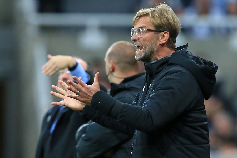 liverpool 039 s german manager jurgen klopp gestures on the touchline during the english premier league football match between newcastle united and liverpool at st james 039 park in newcastle upon tyne north east england on october 1 2017 photo afp