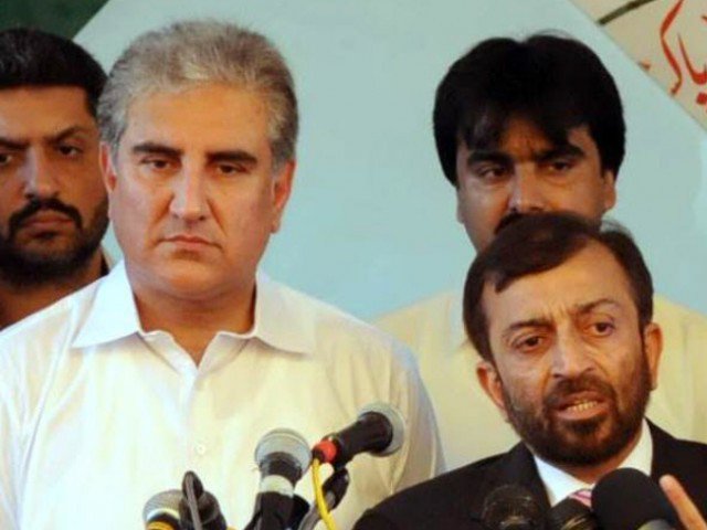 a file photo of pti leader shah mehmood qureshi with mqm 039 s farooq sattar photo irfan ali express